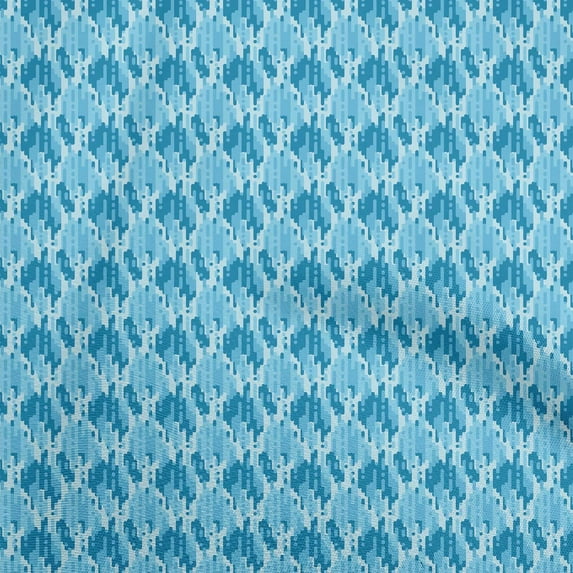 oneOone Cotton Jersey Turquoise Blue Fabric Abstracts Diy Clothing Quilting Fabric Print Fabric By Yard 58 Inch Wide