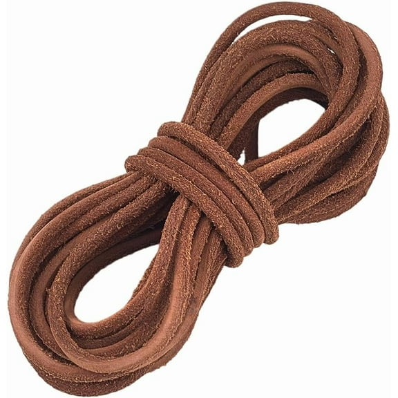 5m x 3mm Cowhide Leather Cord Round Genuine Leather Rope Saddle Brown Natural Yak Hide Strings