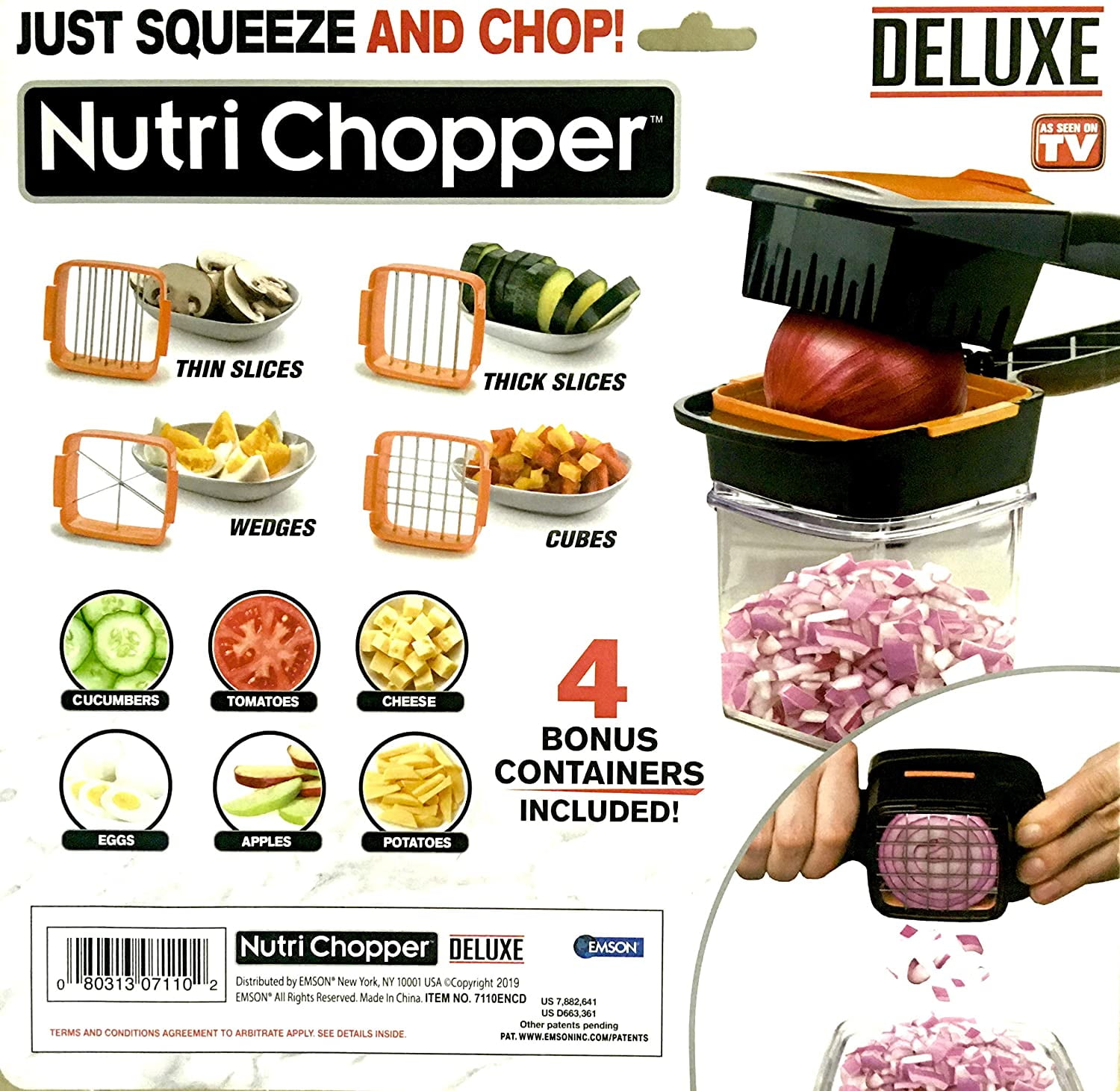  Nutrichopper Deluxe with 30% Larger Fresh-keeping Storage Vegetable  Chopper Onion Chopper Egg Slicer with 3 Extra Blades + 2 Extra Container -  Veggie Chopper with Stainless Steel Blade As Seen On