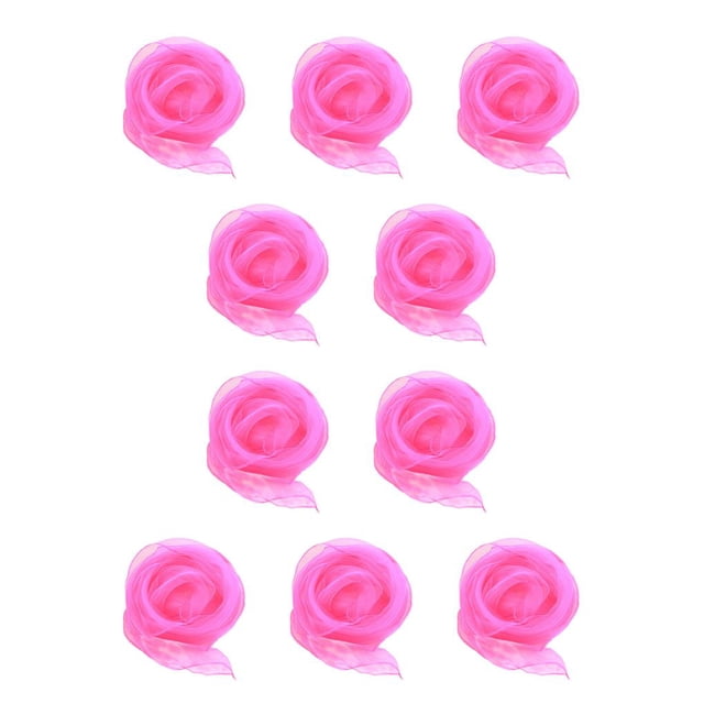 Qarigey Bufanda cuadrada Pañuelo de gasa Accesorios de tela Adornos para el cabello Accesorio sedoso Colorido Casual para representaciones Fucsia 60*60cm 10piezas