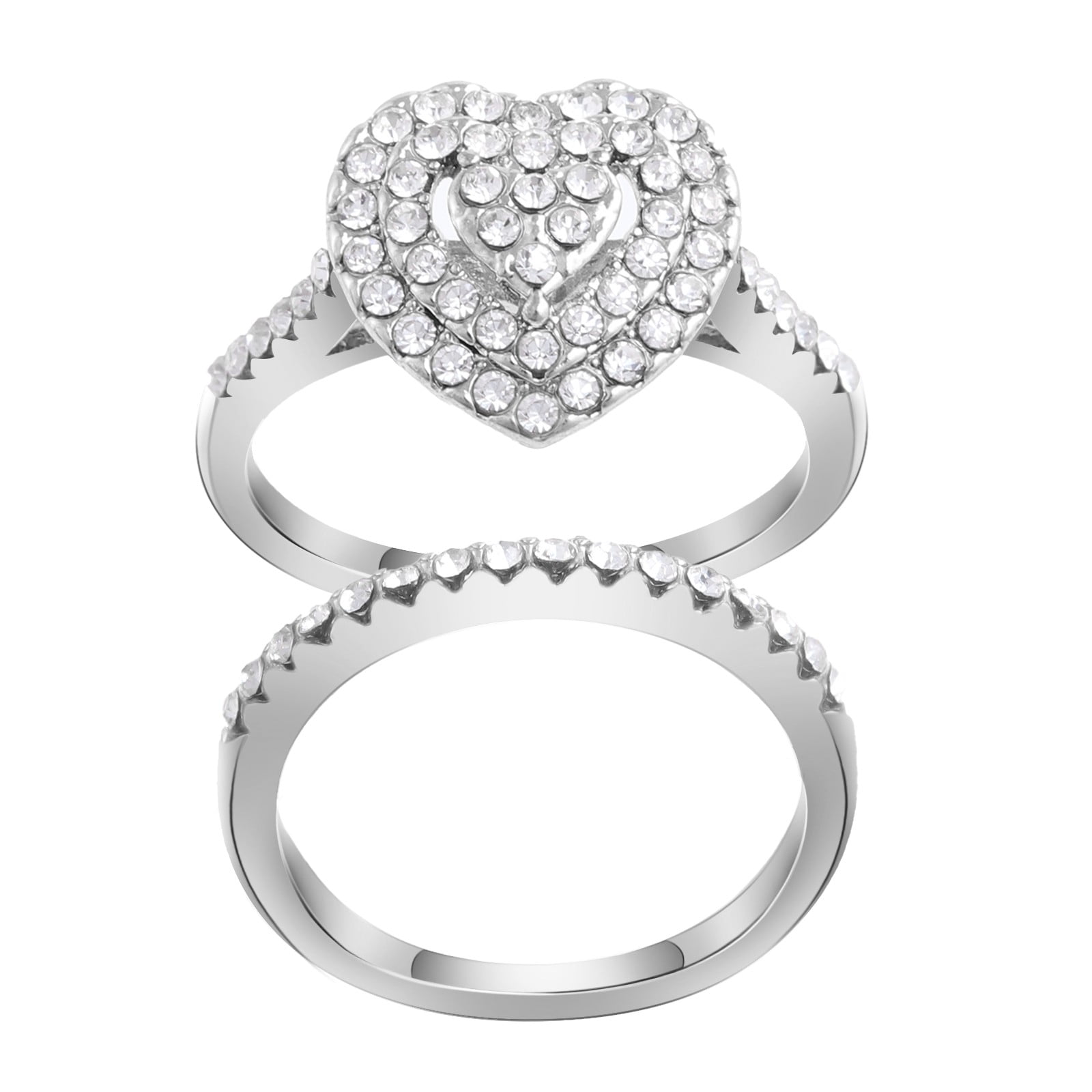 Full Diamond Love Shaped Ring Fashion Hollow Carving Diamond Ring Jewellery