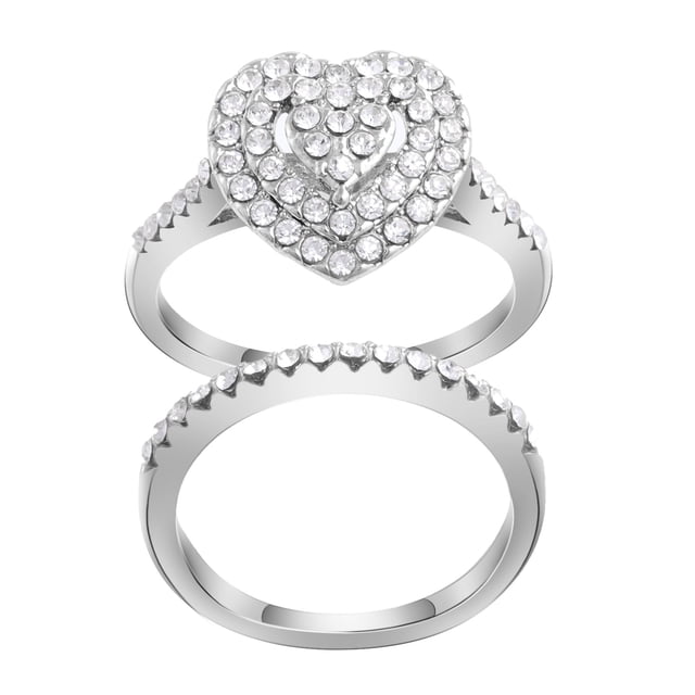Bague en Forme de Cœur Diamant Complet Mode Gravée Diamant