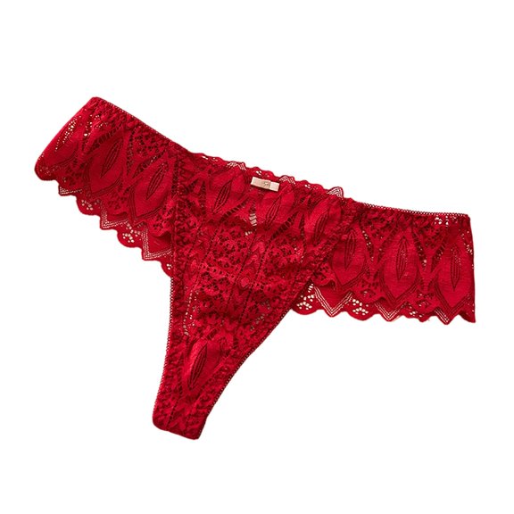 Lace Thong Underwear For Women Low Waist Breathable Transparent Cut OutStretch Hipster Brief Panties Size M