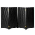 thumbnail image 3 of Red Lantern 3 ft. Short Woven Fiber Folding Screen - Black - 4 Panel, 3 of 7