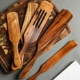 thumbnail image 1 of Flmtop Long Handle Non Sticky Wooden Shovel Spatula Slotted Turner Cooking Utensil, 1 of 7