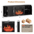 thumbnail image 3 of BOSSIN 70" Fireplace TV Stand with Sliding Doors, Mid-Century Modern Entertainment Center with Electric Fireplace & Storage, Black, 3 of 10