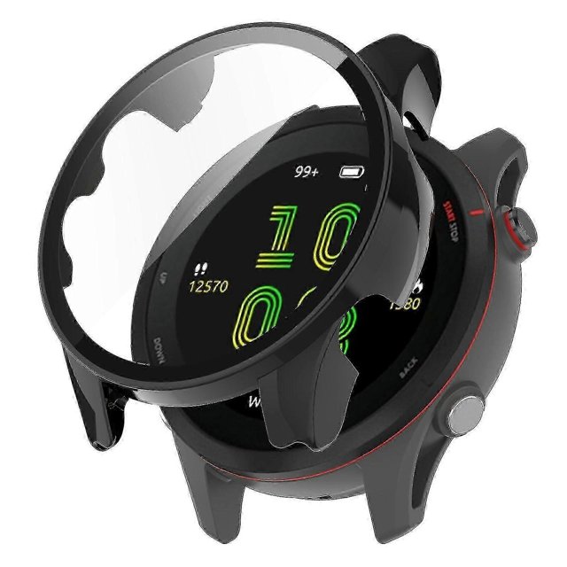 For Garmin Forerunner 255 Anti-scratch Anti-fall Hard PC Watch Case Protective Cover with Tempered Glass Screen Protector