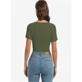 thumbnail image 2 of Womens Summer Short Sleeve T Shirts Knit Slim Fit One Piece Cutout Scoop Neck Going Out Date Night Tops, 2 of 6