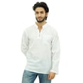 thumbnail image 1 of Atasi Chemise Tunique Décontractée en Coton Blanc Col Court pour Hommes - TTTG, 1 of 7