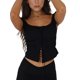 thumbnail image 5 of VISgogo, camisetas sin mangas para mujer, Color sólido, sin mangas, diseño de tirantes, botón frontal, lazo, cárdigan, camisetas sin mangas VISgogo moda, 5 of 9