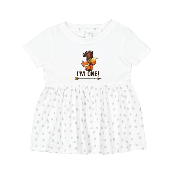 Inktastic 1st Birthday Fox 1 Year Old Girls Baby Dress