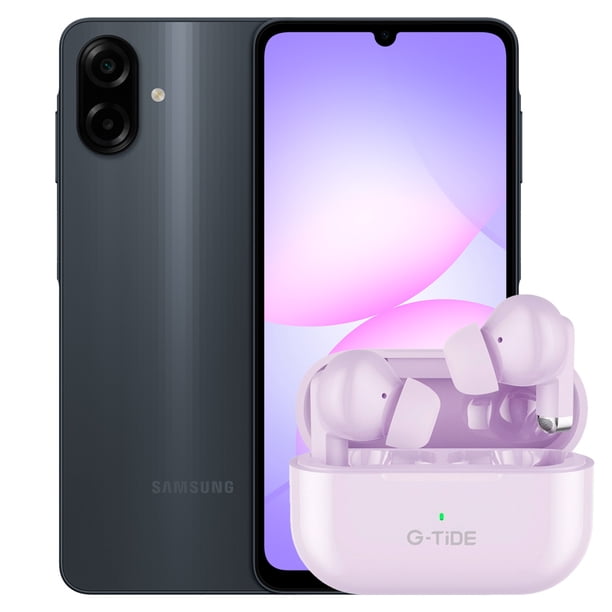Smartphone Samsung Galaxy A07 64GB 4GB RAM Negro + Audífonos G-Tide L22 morado
