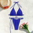 thumbnail image 2 of WREESH Womens Two Piece Swimsuit String Bikini Sets Comfortable and Fashionable Solid Color Split Swimsuit Set Swimsuit Beach Bathing Suit Blue, 2 of 5