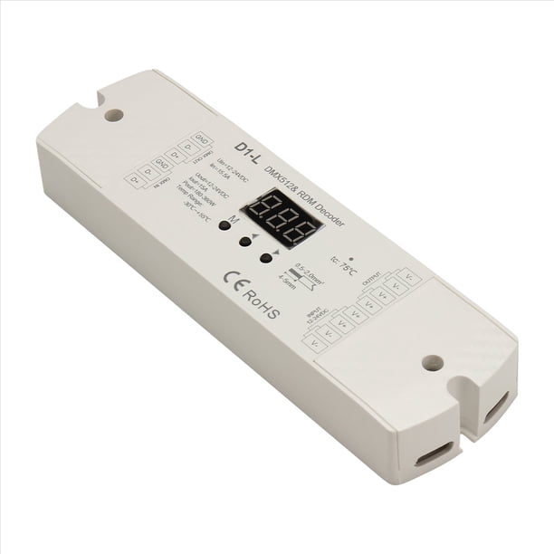 Decodificador DMX512 Monocromo D1-L, 1 Canal X 15 A, 12-24 V CC, Frecuencia PWM, Controlador de Tira LED Monocromática, Direccionamiento por Botones.