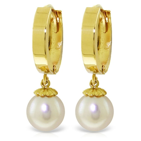 Galaxy Gold GG 14K Yellow Gold 4.00 Carat Freshwater Pearl Huggie Earrings - June Birthstone - Balance & Intuition - Fine Jewelry for Women
