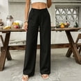 thumbnail image 2 of Women's Wide Leg Pants Solid Color High Waist Palazzo Trousers with Pockets Loose Fit Wrinkle Free Pants, 2 of 7