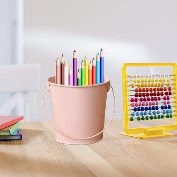 Small Metal Bucket With Handle – Pail For Home Garden And Crafts Organizer Closet Top of Closet Organizers And Storage Proof Storage Containers for Storage Bedding Storage Bags with Zipper Organizing