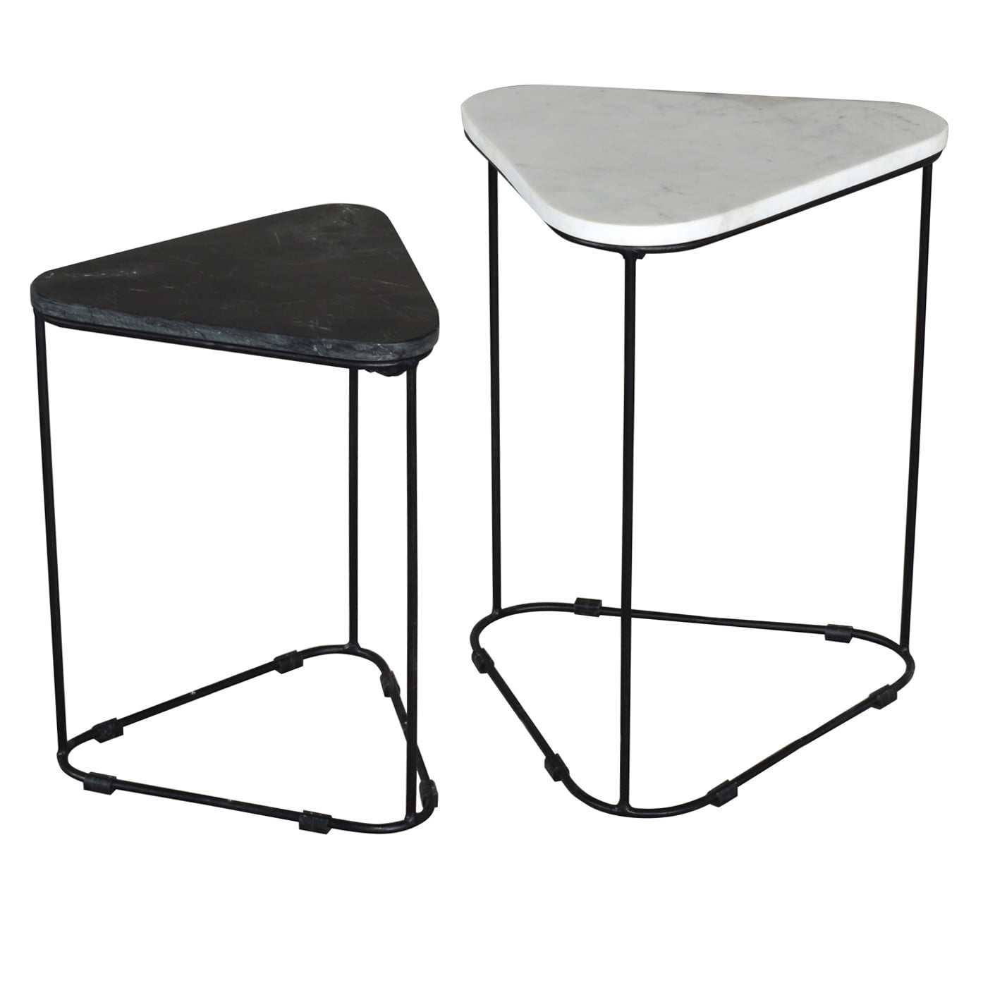 Bare Decor Selfy 2Pc Nesting Accent Tables in Black and White Triangle ...