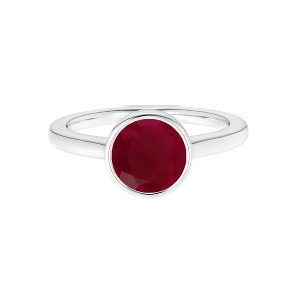 Stackable Round 9 MM Ruby Gemstone 925 Sterling Silver Women Wedding Ring