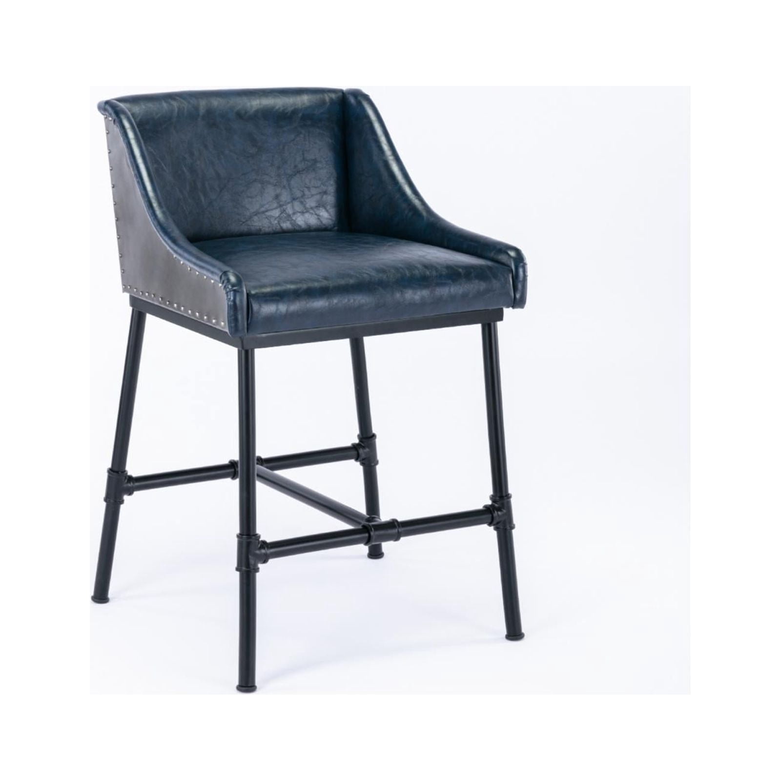 Boraam Parlor Adjustable Height Faux Leather Bar Stool, Burgundy and Black