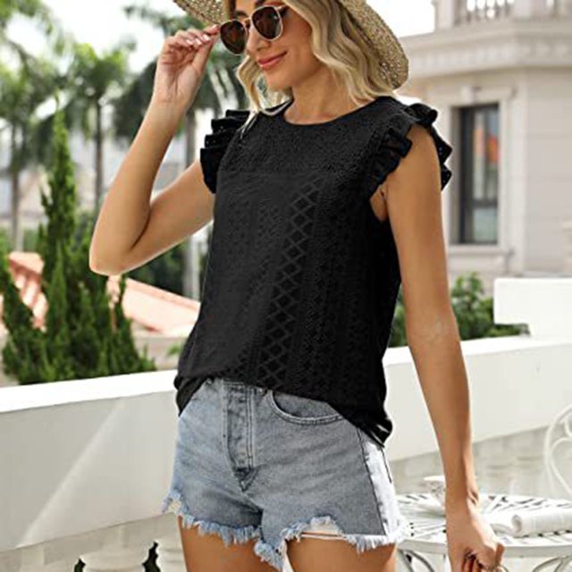 Top de manga con volantes para mujer NikouMX Camiseta de verano para mujer
