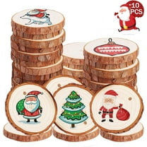 10 Pcs Natural Wood Slices, Unfinished Predrilled Blank Craft Wood Kit, Wooden Circles with Pre-drilled Hole for Crafts Christmas Ornaments DIY Arts Wedding Party Decorations Gifts(2.4-2.8 Inches)