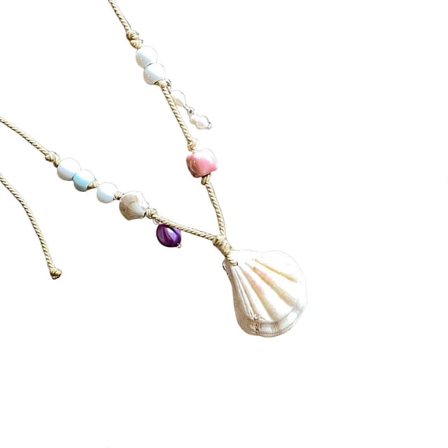 Natural Beaded Shell Necklace Lightweight Summer Jewelry Versatile Beachwear Accessory Gift for Women And Teens