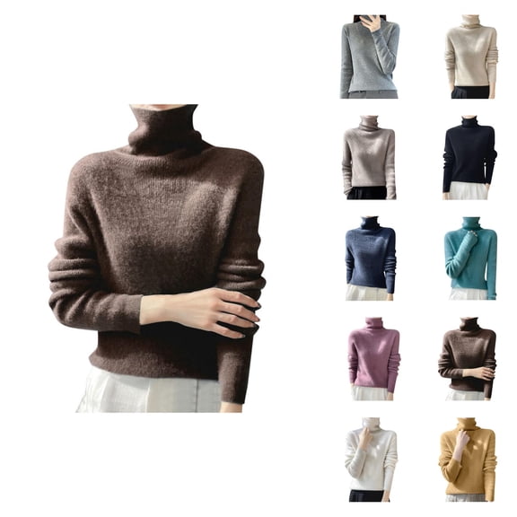 Women Sweaters, High Collar Sweaters for Women, Soft Pile Slim Fit, Solid Color Autumn Winter Top