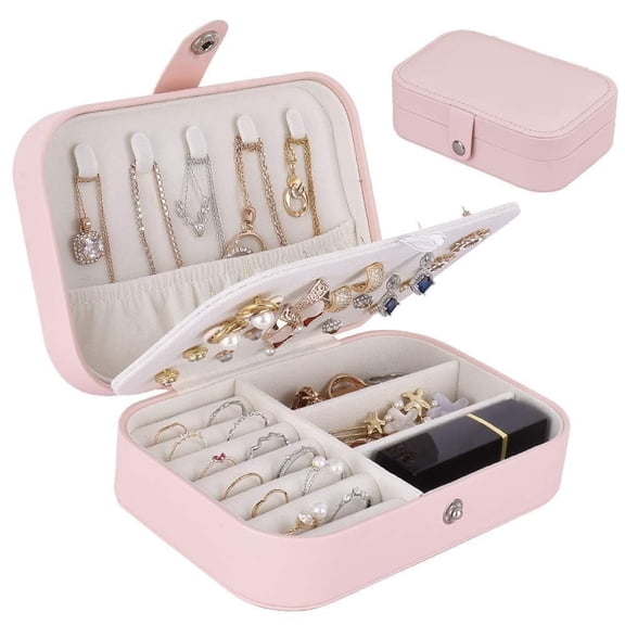 Jewellery Box 2 In 1 Jewelry Organizer For Women - Large Capacity Faux Leather Jewellery Storage Case With Lock, Double Layer Jewellery Box For Rings, Earrings, Necklaces And Bangles