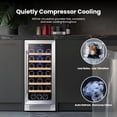 thumbnail image 5 of Yeego Wine Fridge Cooler - 15 Inch Wine Fridge Hold 33 Bottles, 40-65°F Wine Refrigerator Glass Door, Built in, Freestanding Under Counter, 5 of 8