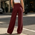 thumbnail image 6 of Women's High Waist Wide Leg Suit Pants Dress Trousers Loose Straight Business Casual Trousers with Pockets office Daily Street Outfits Wine, 6 of 7