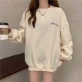 thumbnail image 2 of Charmgo Graphic Sweatshirts Under $15, Women's Fall Fashion Letter Print Plus Size Long Sleeve Sweatshirts Crewneck Sweatshirts Women, Beige Sweatshirt for Women M, 2 of 4
