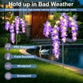 thumbnail image 3 of GLUAAE 2 Pack Solar-Powered Wisteria Flower Lights - Waterproof Outdoor Solar Lights for Garden, Patio & Yard Decor with Warm White LED-Purple, 3 of 6