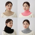 thumbnail image 4 of 2 uds. Bufanda tipo Jersey para mujer, otoño e invierno, cien partidos, protección de la columna cervical cálida, color sólido, cuello falso de punto elástico B, 4 of 4