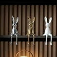 thumbnail image 6 of Easter Ornaments Sitting Bunnies Gold Sitting Bunny for Shelf Crafts Collectible Gold Bunny Figurine Animal Figures Display Figurines Home for Desktop Shelf Living Room(Gold Silver White), 6 of 8