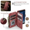 thumbnail image 5 of Wallet Case Compatible with Samsung Galaxy S8, Multifunctional Magnetic Closure Folio Case, [RFID Blocking] Durable PU Leather Flip Lanyard Strap Wristlet Zipper Card Holder Phone Case, Red, 5 of 10
