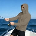 thumbnail image 6 of LNZGNM Mens UPF 50+ Fishing Shirts with Mask Sun Protection Rash Guards Casual Lightweight Quick Dry Long Sleeve Hoodies Outdoor Blouses,Khaki XL, 6 of 8