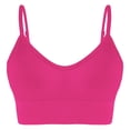 thumbnail image 3 of QATAINLAV Ladies Padded Seamless Wireless Sport Bras Solid Casual Summer Spaghetti Straps Bralette Yoga Workout Crop Tops Hot Pink S, 3 of 6