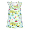 thumbnail image 6 of LILIYA Little Girls A-Line Dress Back to School School Cartoon Print Dress Floral Dress Cute Flutter Sleeve Lightweight Casual Summer Outfits Party Dress for Girls 1st 2nd 3rd Grade, 6 of 6