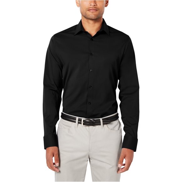 Camisa moderna con Botones Ryan Seacrest para hombre color negro grande