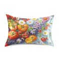 thumbnail image 7 of Yayeee Pillowcase Queen Size Set of 2 Satin Wrinkle Resistant Pillow Case, Purple Floral Tomatoes, 7 of 7