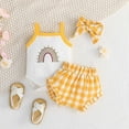 thumbnail image 2 of Baby Girl Yellow Summer Sling Rainbow Cartoon Clothes + Hair Accessories 2Pcs Outfit Baby Girl Set 0 to 18 Months, 2 of 5