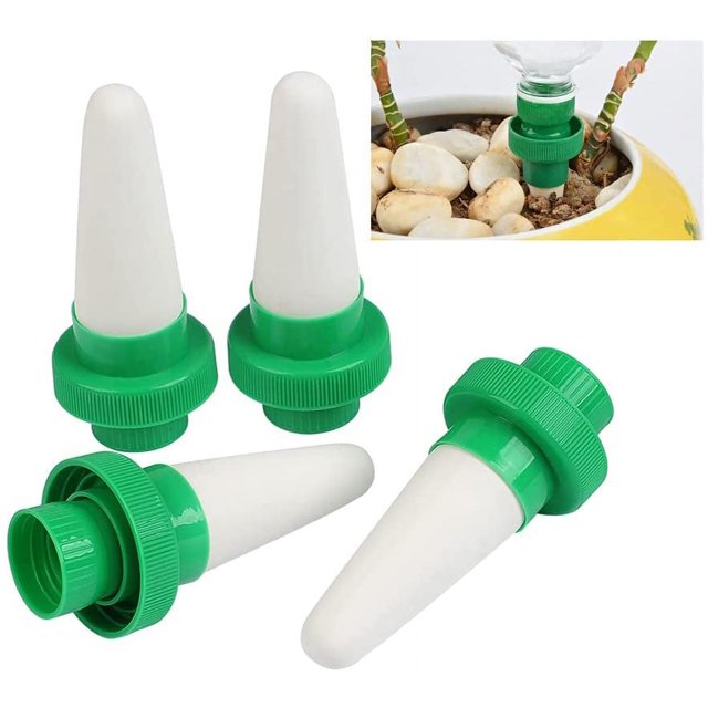 Dispensador automático de riego de agua para plantas, cabezal cónico de cerámica, riego por goteo para jardín, plantas de interior, flores, 4 Uds.