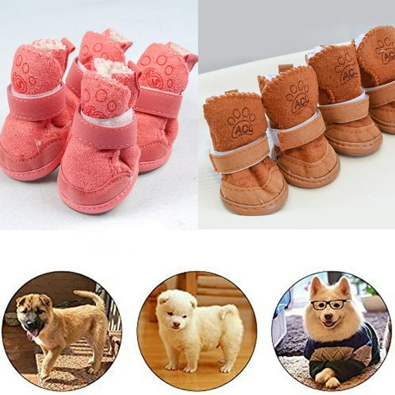 Zhaomeidaxi 4Pcs Small Dog Shoes, Puppy Boots Booties Pet Sneakers with Adjustable Fastener Strap for Small Medium Dogs, Protect Paws Easy to Wear Daily Use
