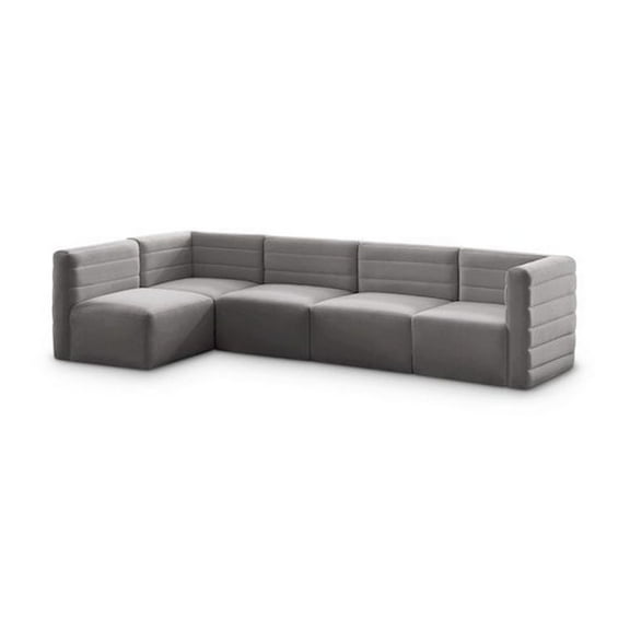 Meridian Furniture Quincy Grey Velvet Modular Sectional