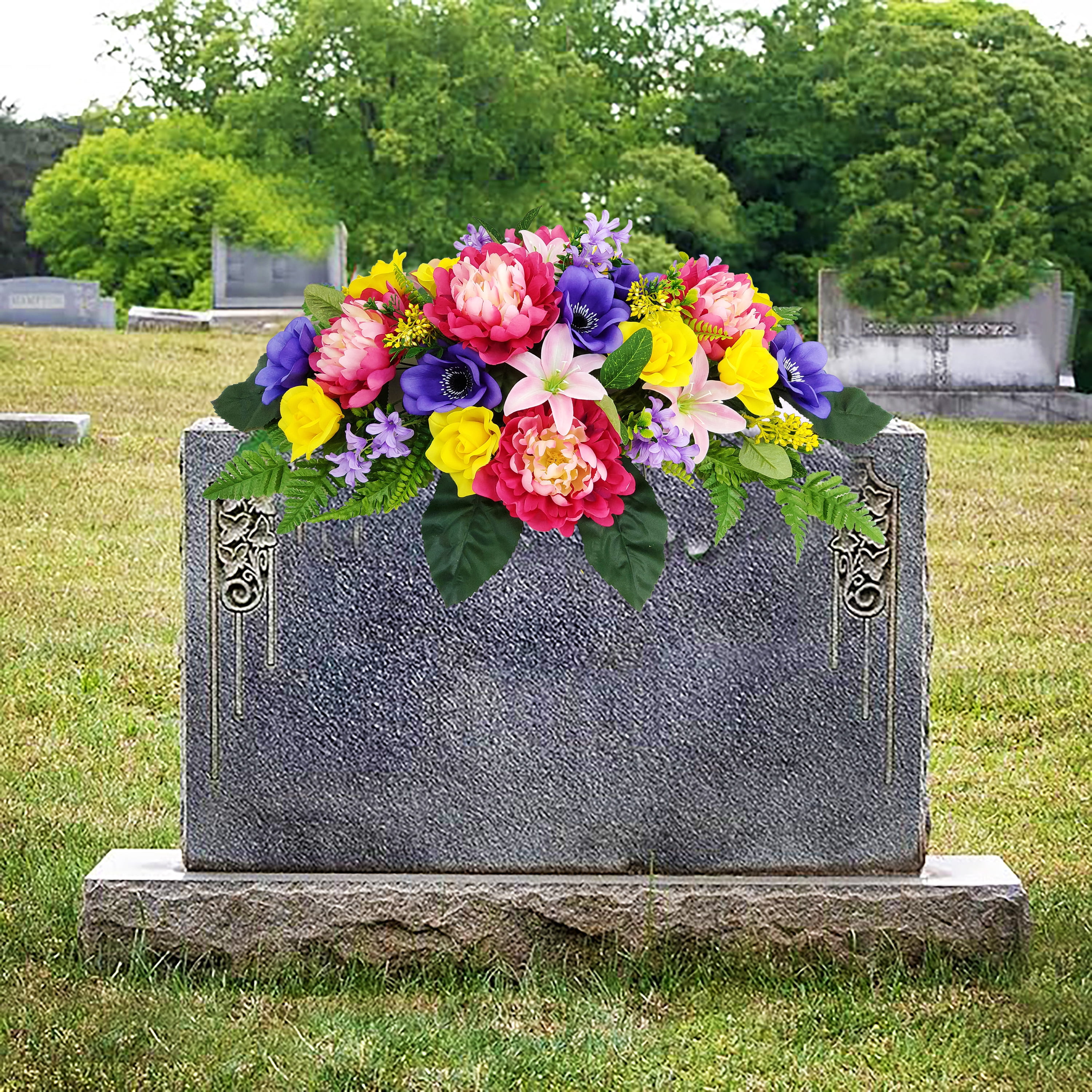 Mainstays 30 in Outdoor Artificial  Large Headstone Peony in Fuchsia