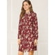 thumbnail image 5 of Vestido de camisa floral Allegra K borgoña M, 5 of 6