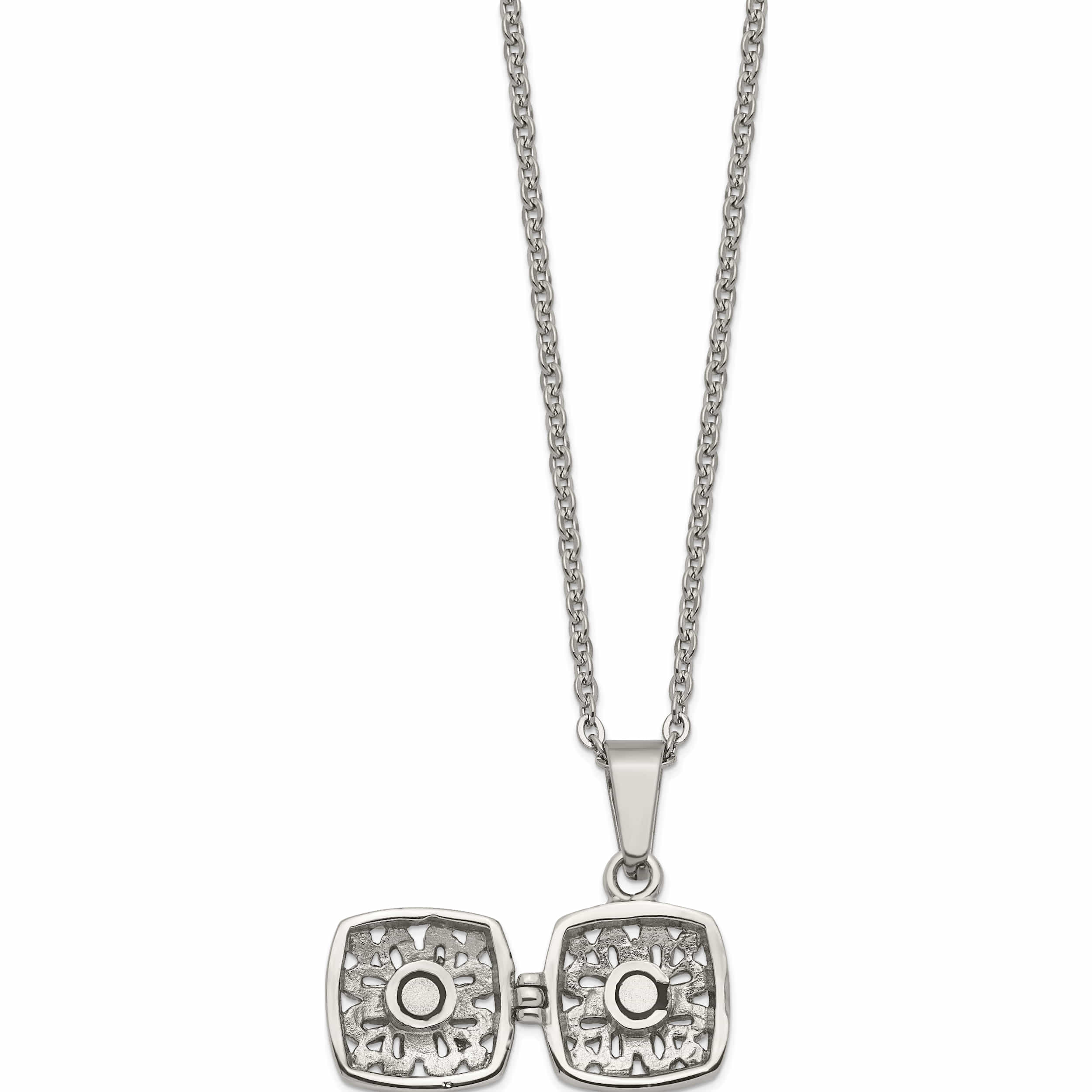 Stainless Steel Polished And Antiqued Magnetic Prayer Box 18In Necklace Made In China -Jewelry By Sweet Pea