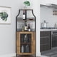 thumbnail image 1 of Yeshouse mueble esquinero para vinoteca de estilo rústico, pequeño aparador con estante desmontable y puerta de malla, soporte para vasos, armario para licores y café, ideal para cocina y comedor, 1 of 8