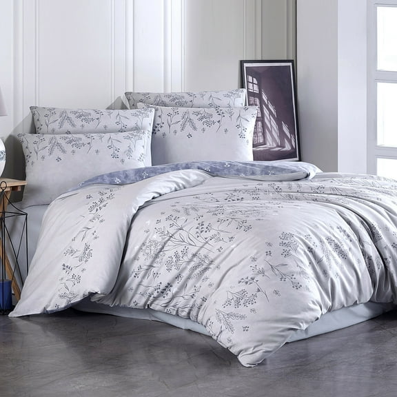 STPgoods King Veronica Percale Cotton Sheet and Pillowcases Bedding Set of 4 Blue 1 Fitted Sheet 1 Flat Sheet & 2 Pillowcases